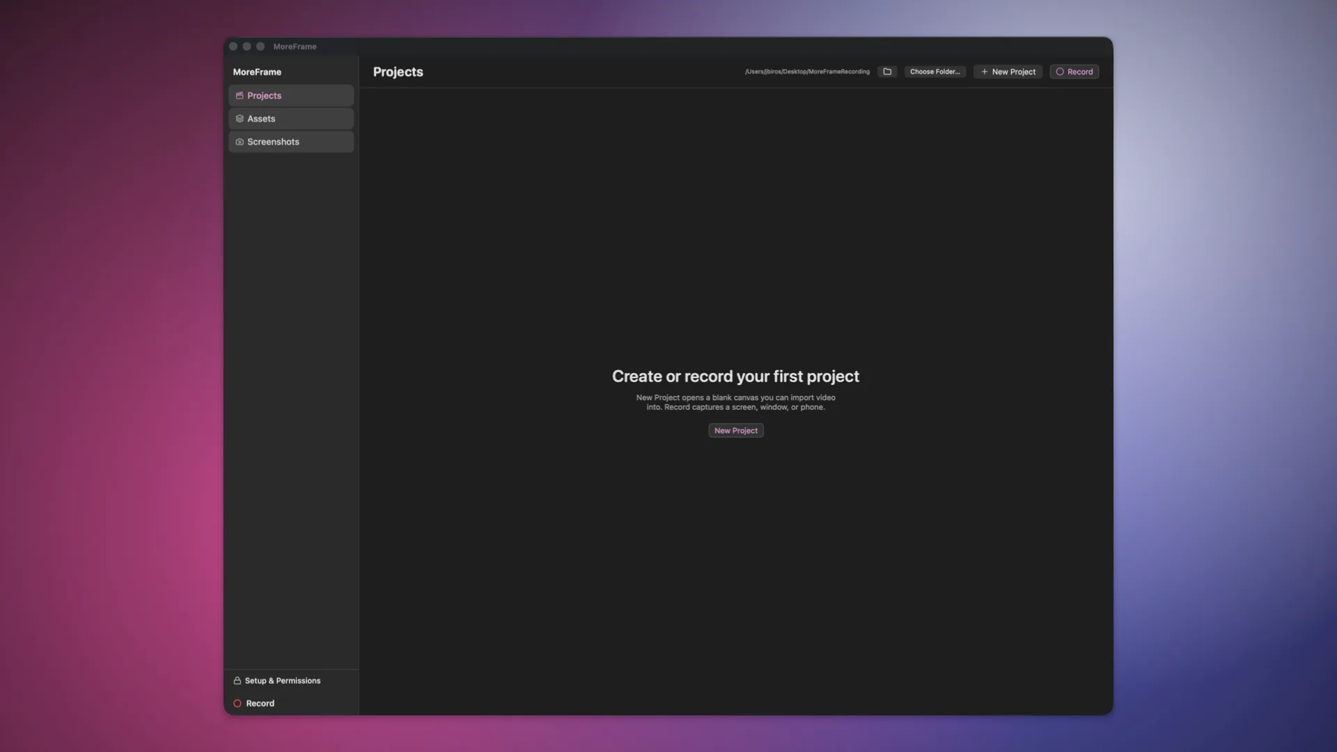 The MoreFrame Projects page