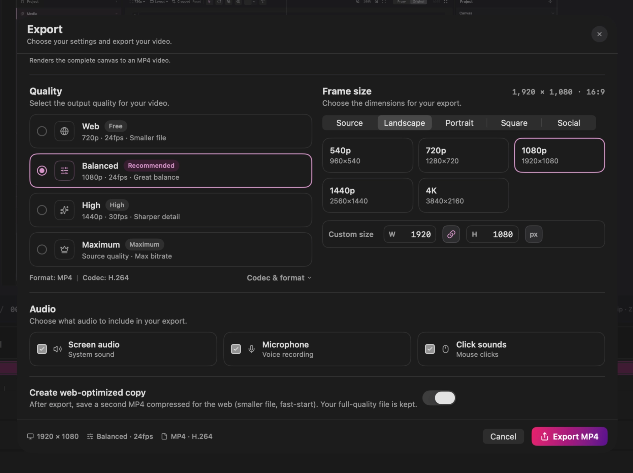Export sheet