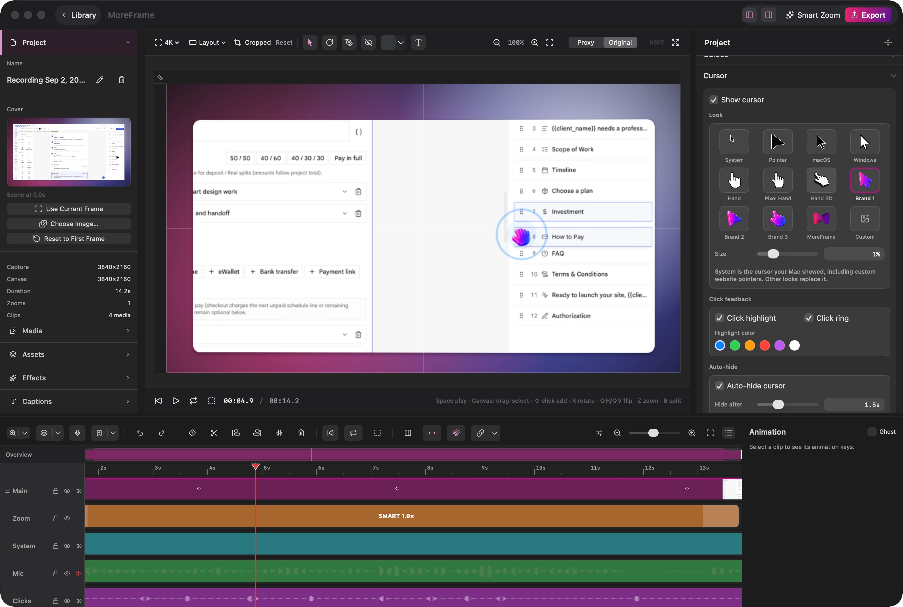 Zoomed UI with a cursor